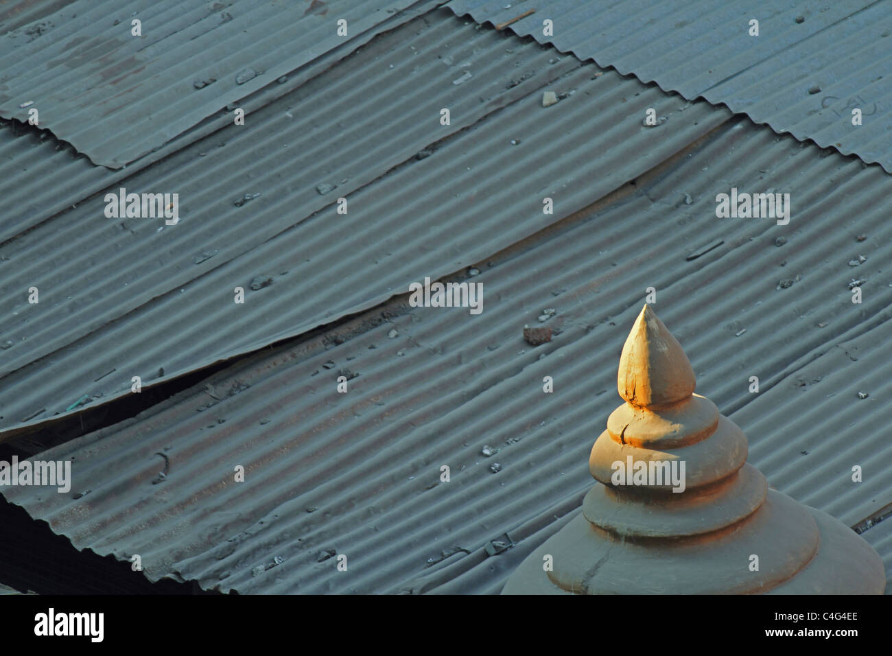 Temporary Shed of a worker made of galvanized iron sheets at