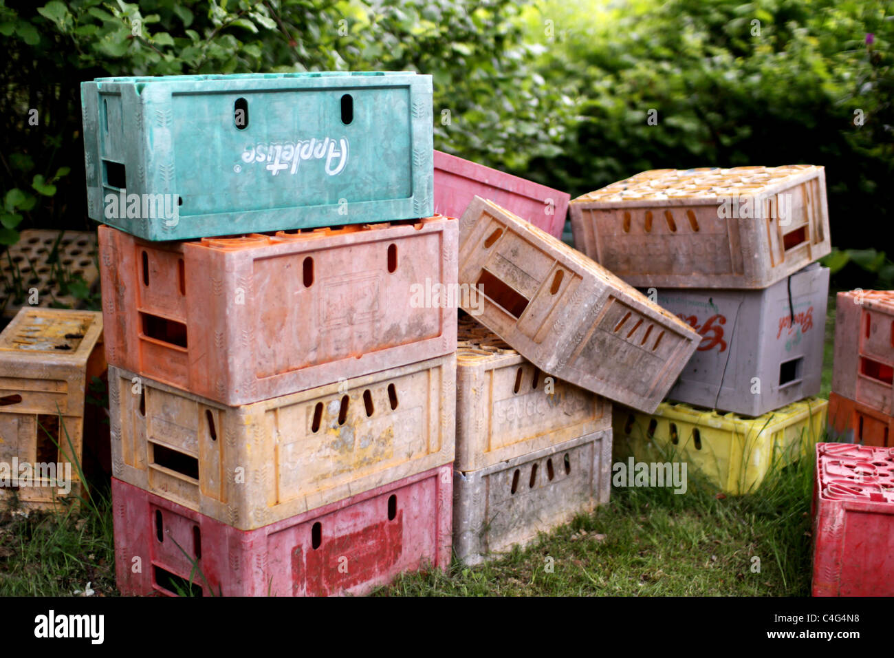 colourful crates Stock Photo