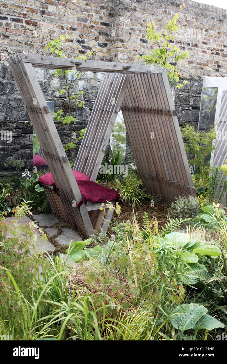 innovative garden seating, Bloom show garden 2011 Stock Photo