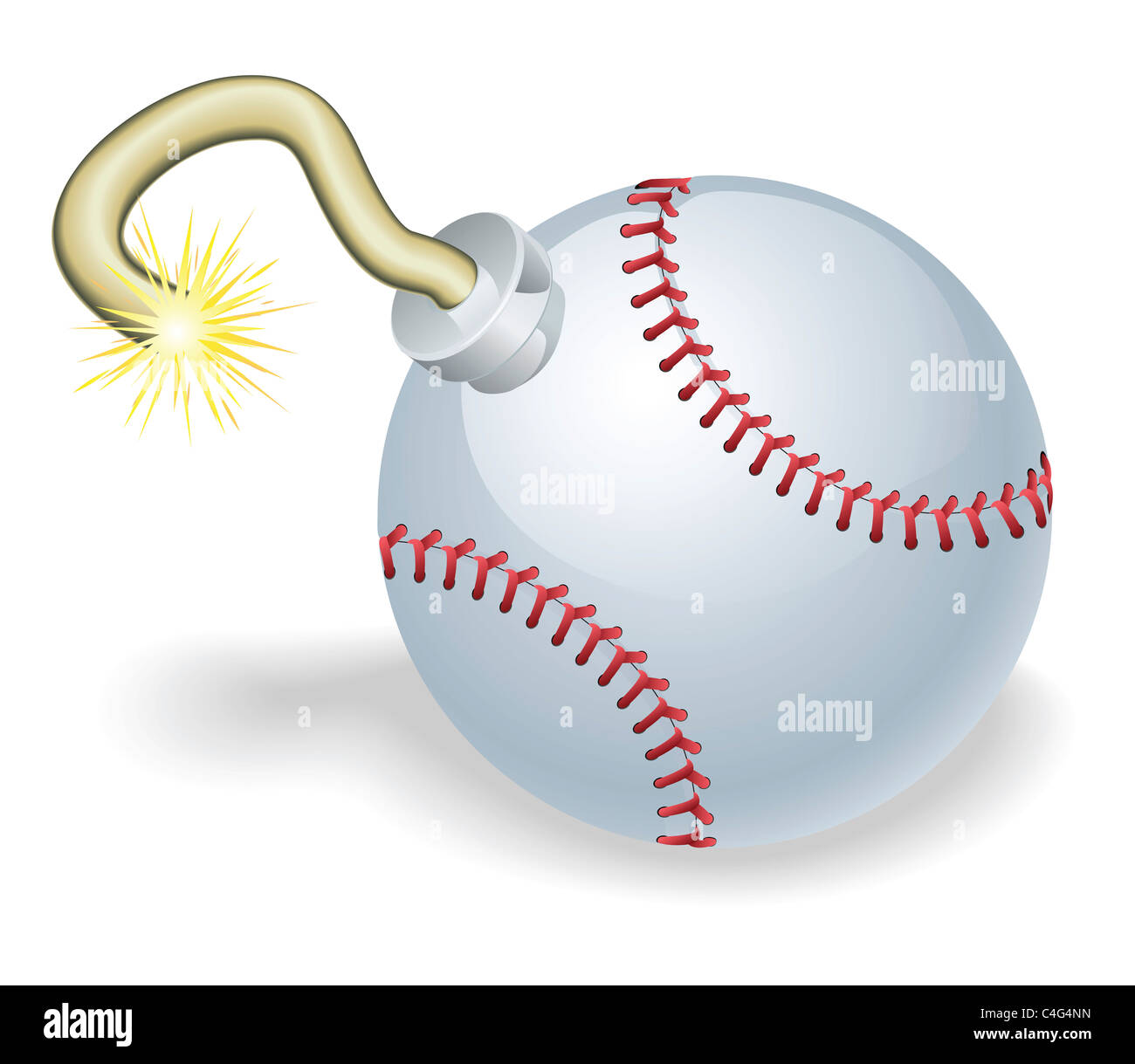 Time bomb in shape of baseball ball concept. Represents countdown to explosive event or baseball crisis Stock Photo