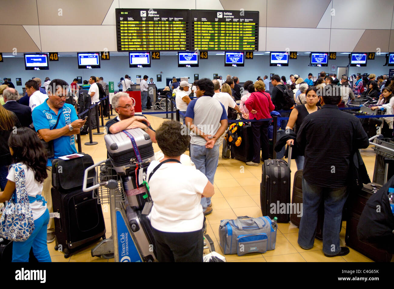 Departure hall at the Jorge Chavez International Airport in Callao, Peru. Stock Photo