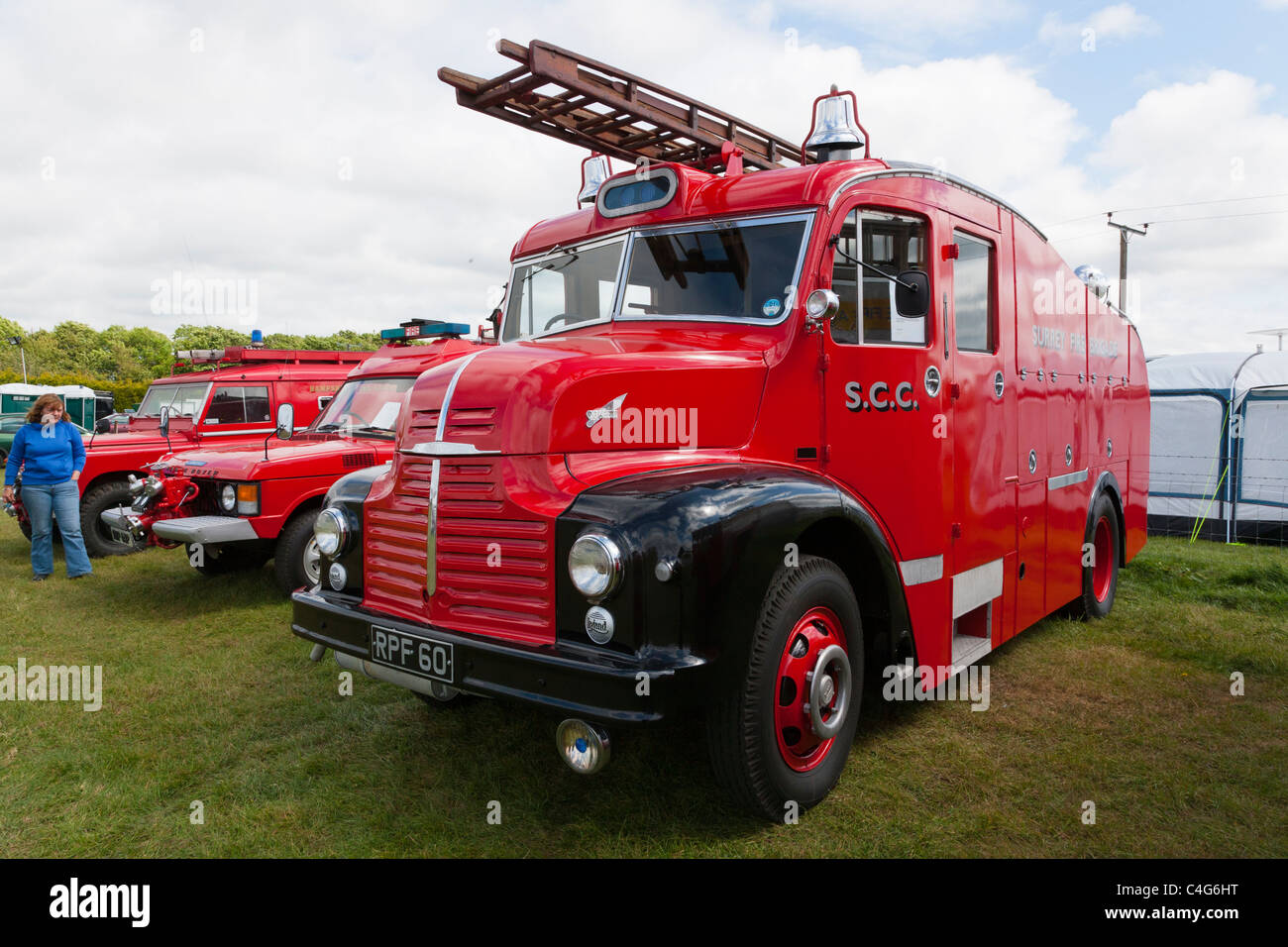 Leyland Comet Fire Engine  Red  Vehicle Stock Photo