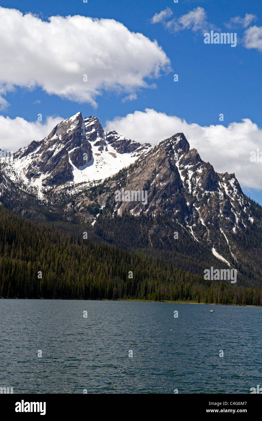 McGown Peak and Stanley Lake in the Sawtooth Mountain Range near Stanley, Idaho, USA. Stock Photo