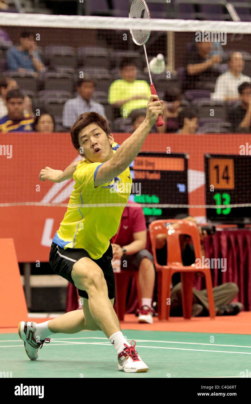 Lee Yong Dae of Korea during the Mixed Doubles Round 1 of the Li-Ning Singapore Open 2011. Stock Photo