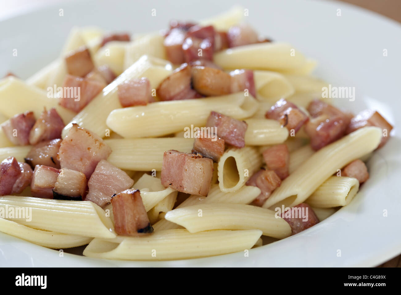 Penne aglio olio, italian pasta Stock Photo