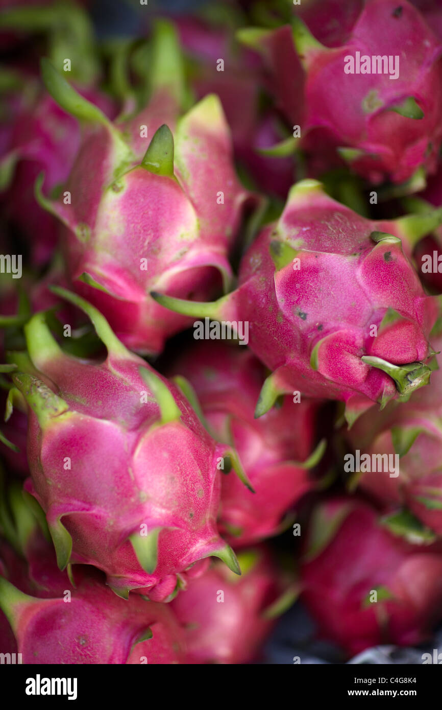 dragon fruit in the market at Can Tho, Mekong Delta, Vietnam Stock Photo