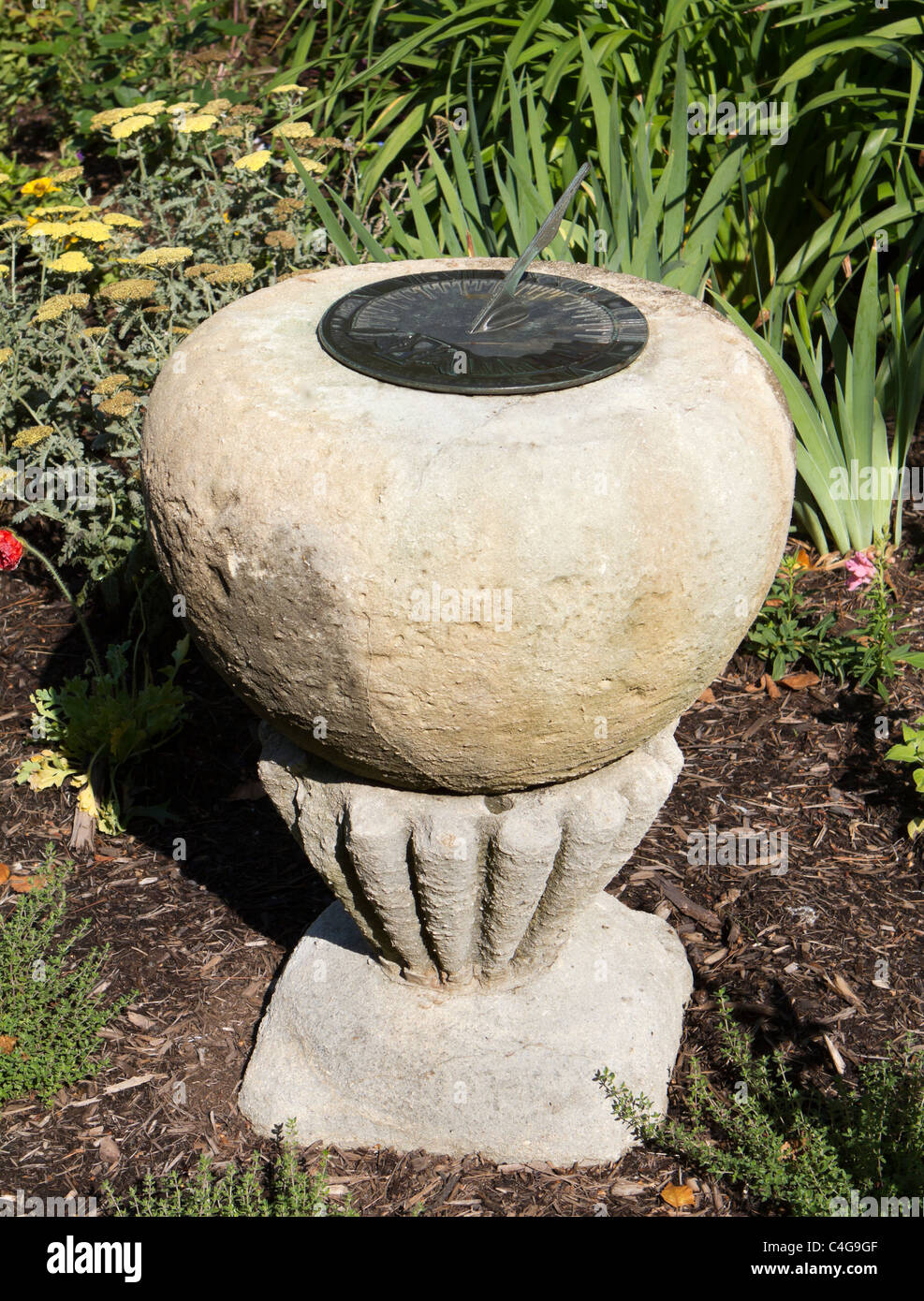 Garden sundial on a pedestal Stock Photo Alamy