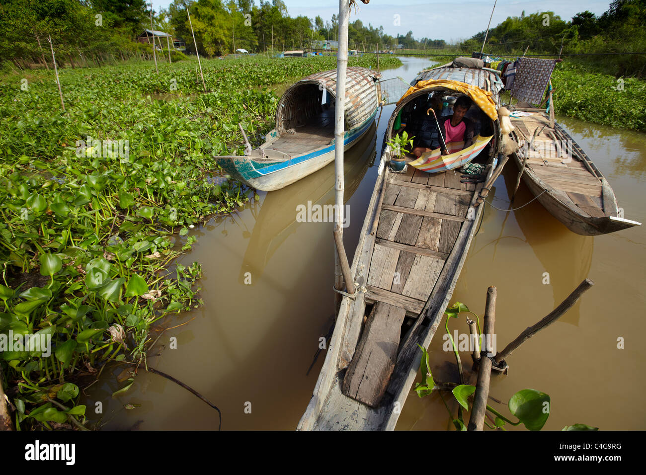 river life, Cau Doc, Mekong Delta, Vietnam Stock Photo