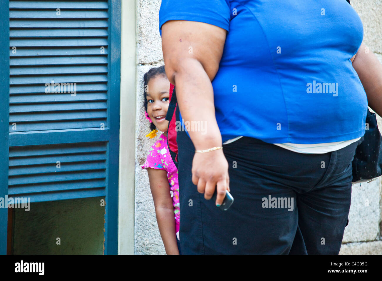 Young girl and her mother in Savannah, Georgia Stock Photo