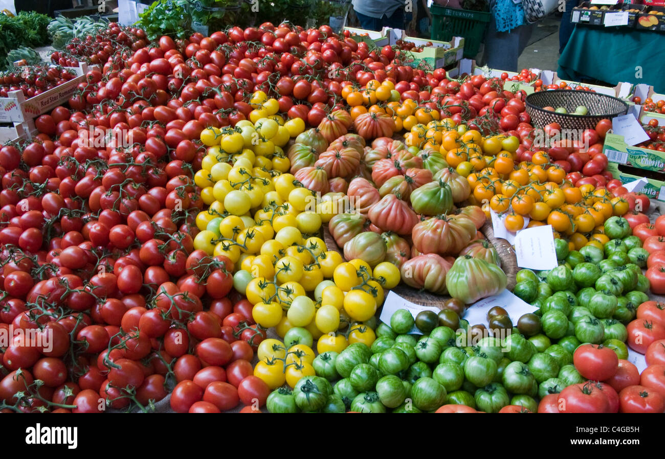 Selection of vegetables on a market stall Stock Photo