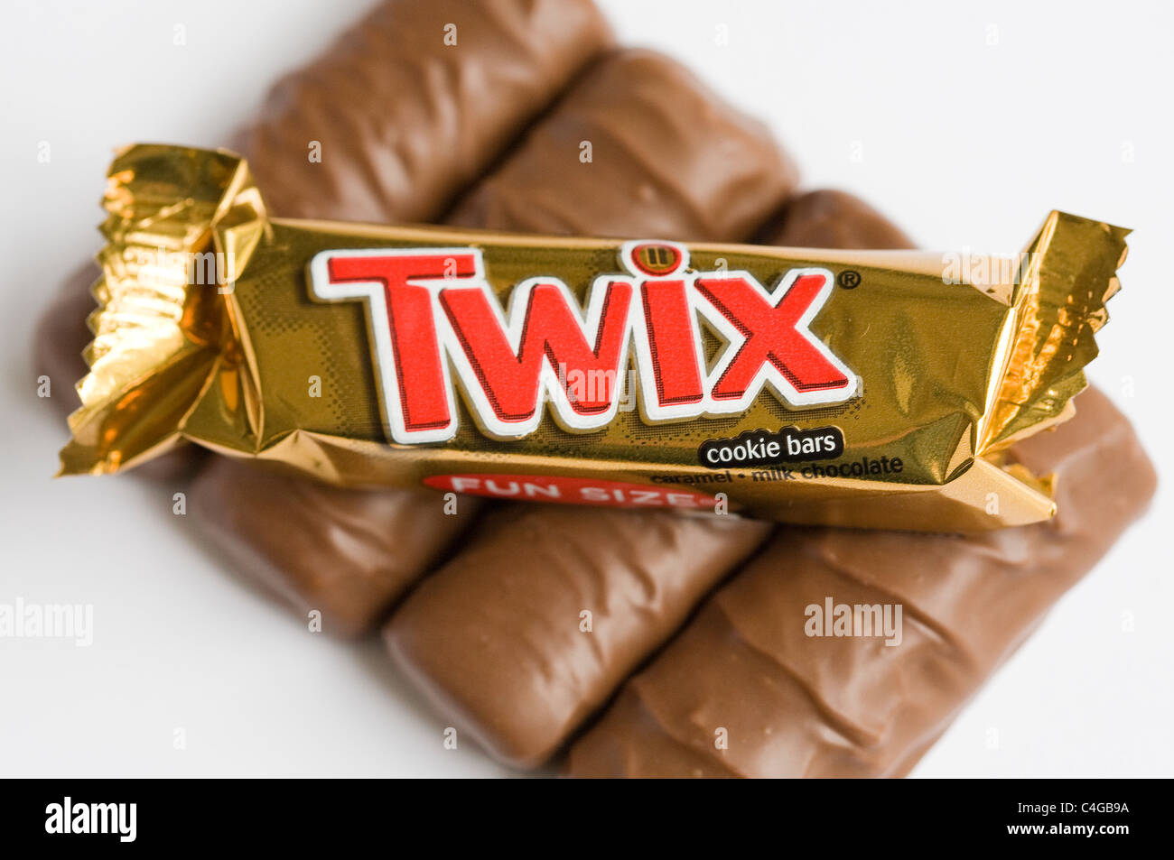 Twix chocolate candy bars.  Stock Photo