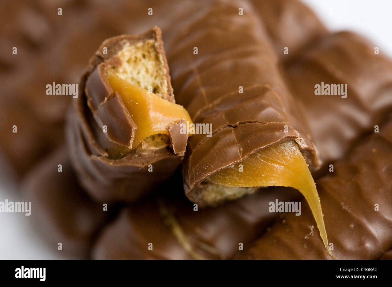 Twix chocolate candy bars.  Stock Photo