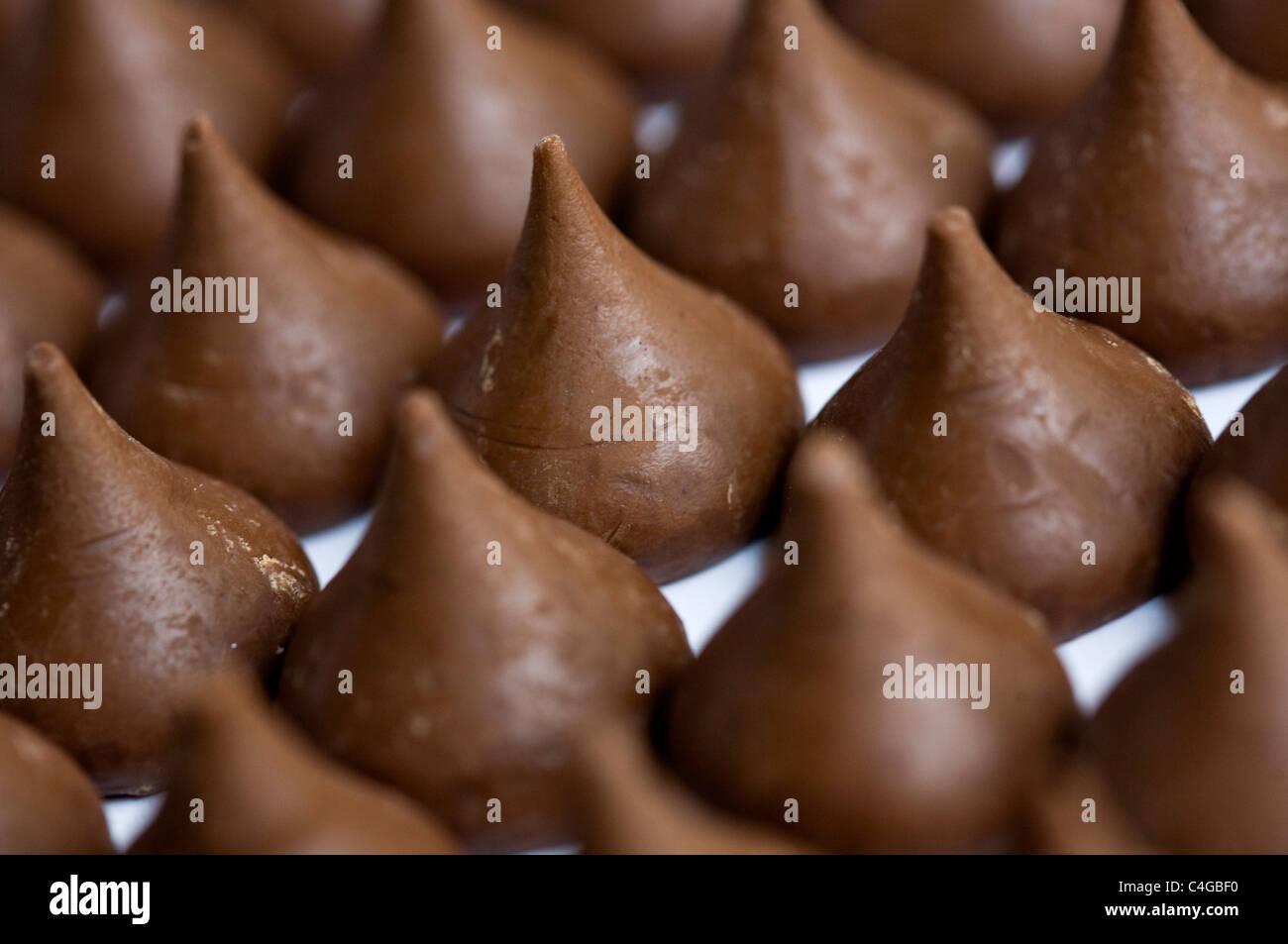 Hershey's Kisses milk chocolates.  Stock Photo