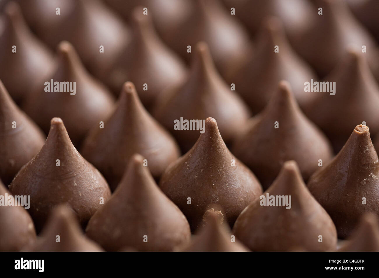 Hershey's Kisses milk chocolates.  Stock Photo