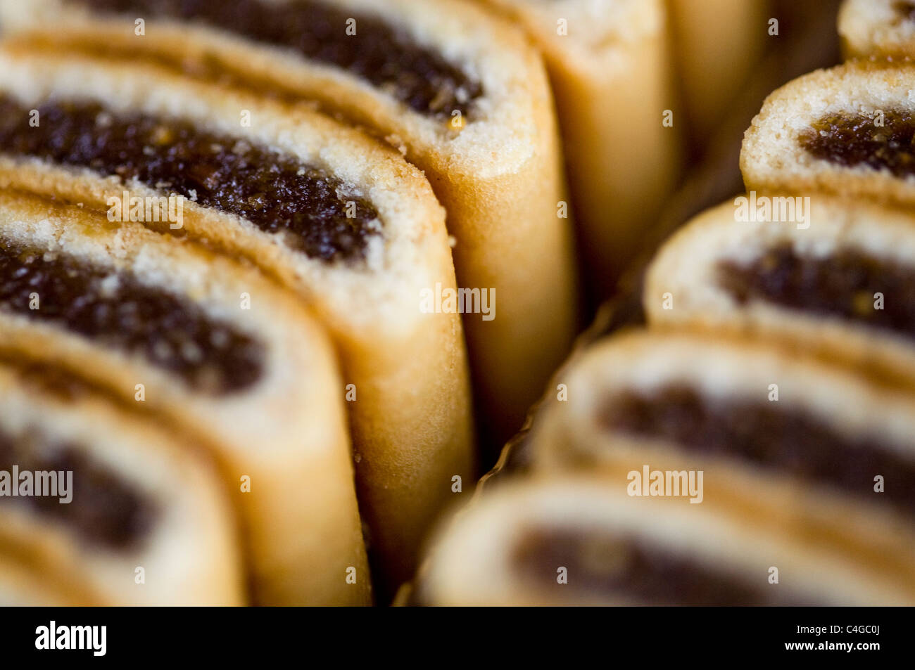 Fig Newton fruit filled cookies.  Stock Photo