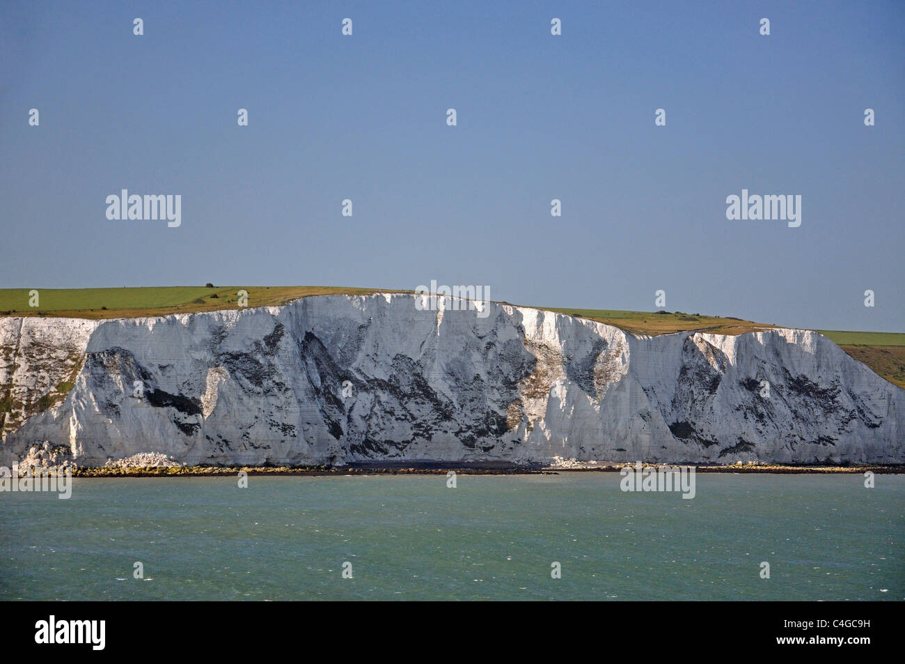 The White Cliffs of Dover from sea, Dover, Kent, England, United Kingdom Stock Photo