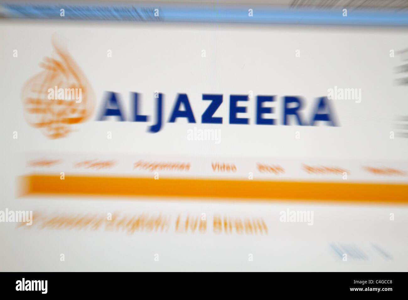 Aljazeera English online website splash screenshot Stock Photo