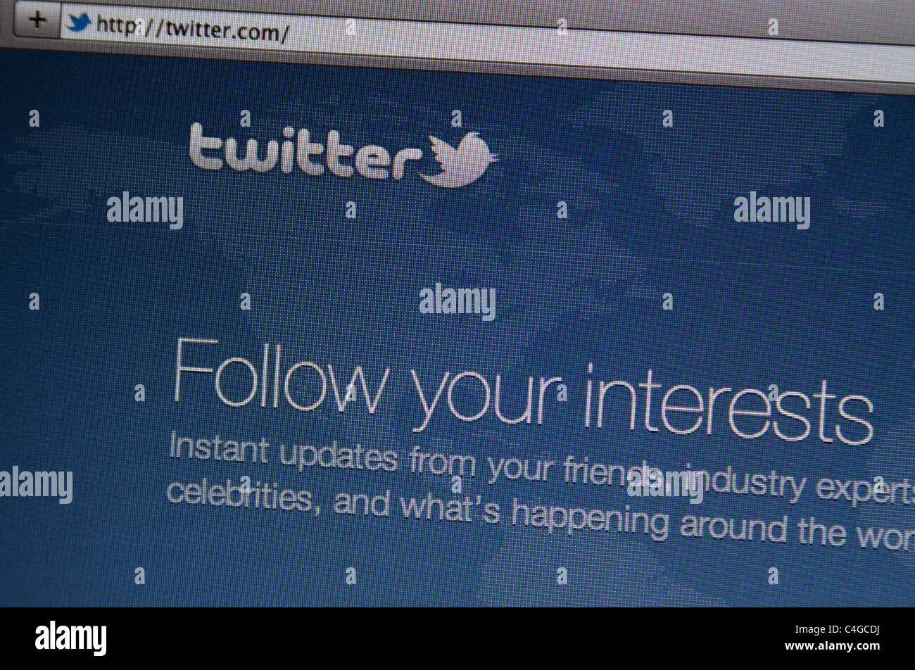 Twitter Online Website splash screenshot Stock Photo