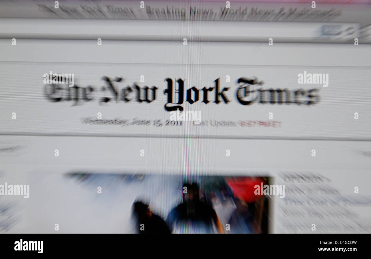 New York Times newspaper website splash screenshot Stock Photo