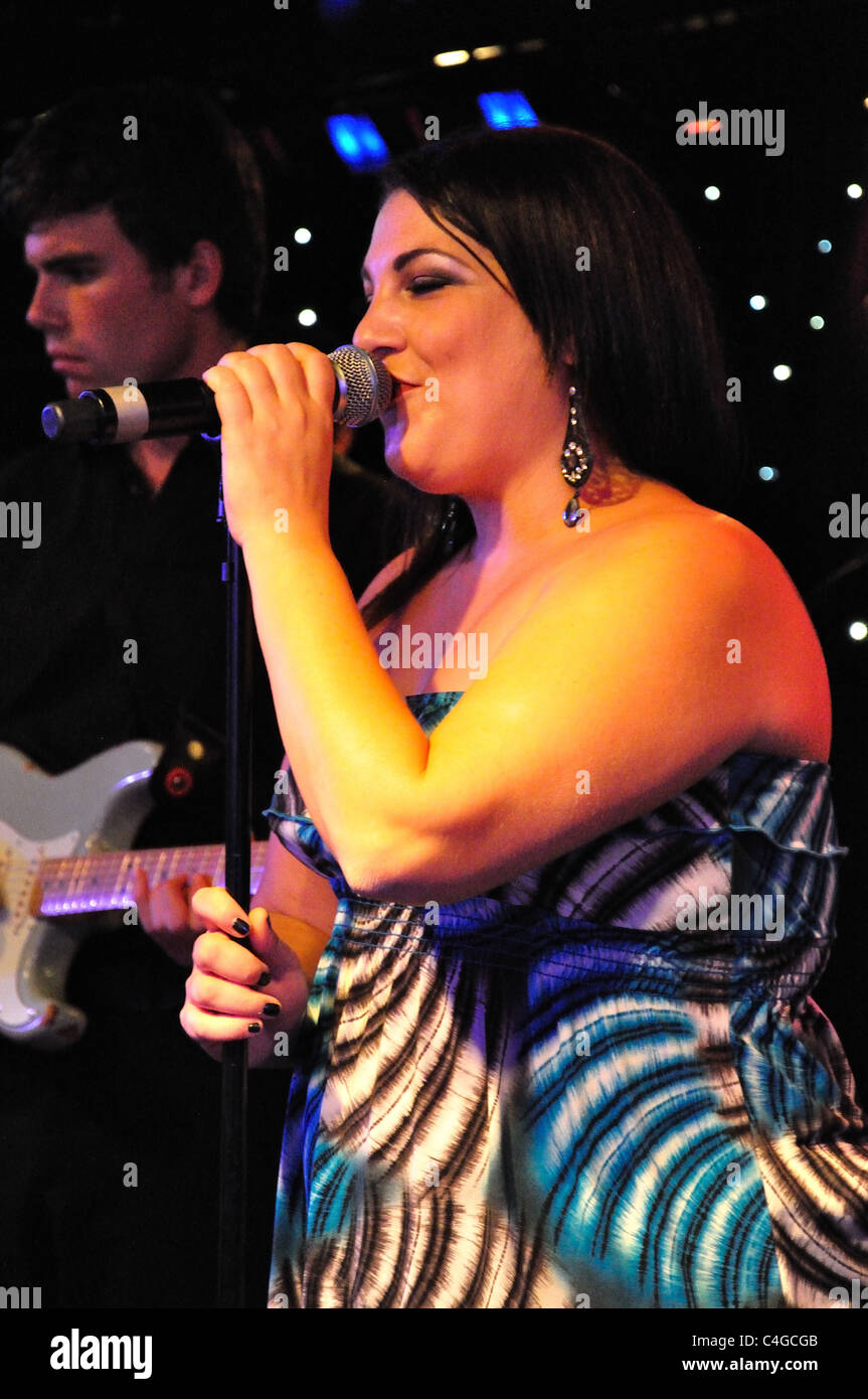 Singer Gen and The Halcats Band playing on MS Eurodam Cruise Ship, North Sea, Europe Stock Photo