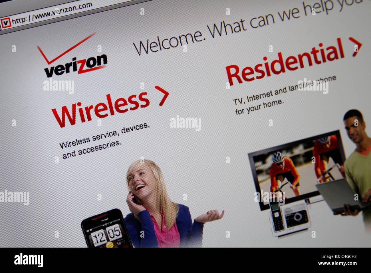 Verizon online website splash screenshot Stock Photo