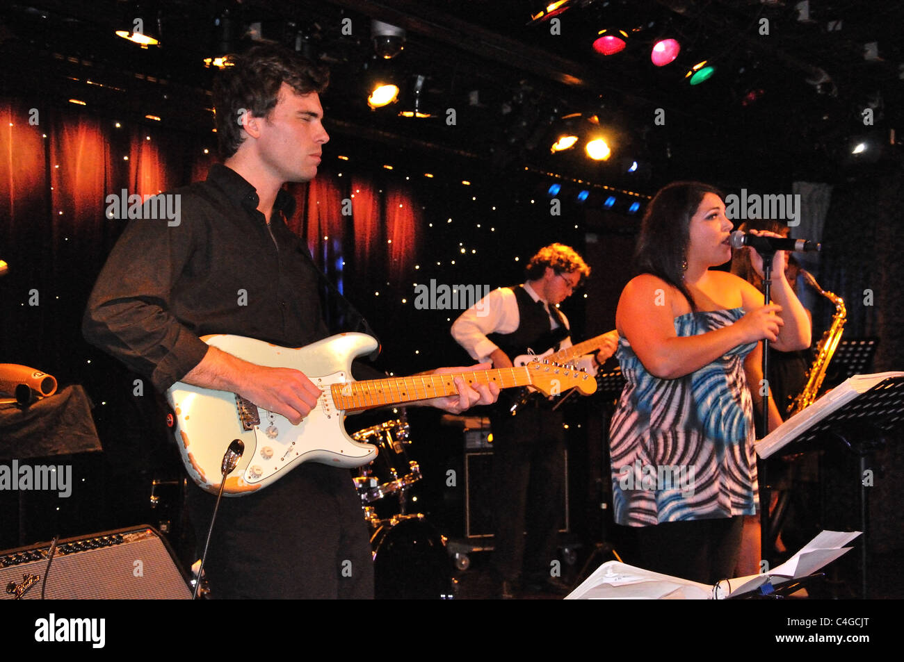 Gen and The Halcats Band playing on MS Eurodam Cruise Ship, North Sea, Europe Stock Photo