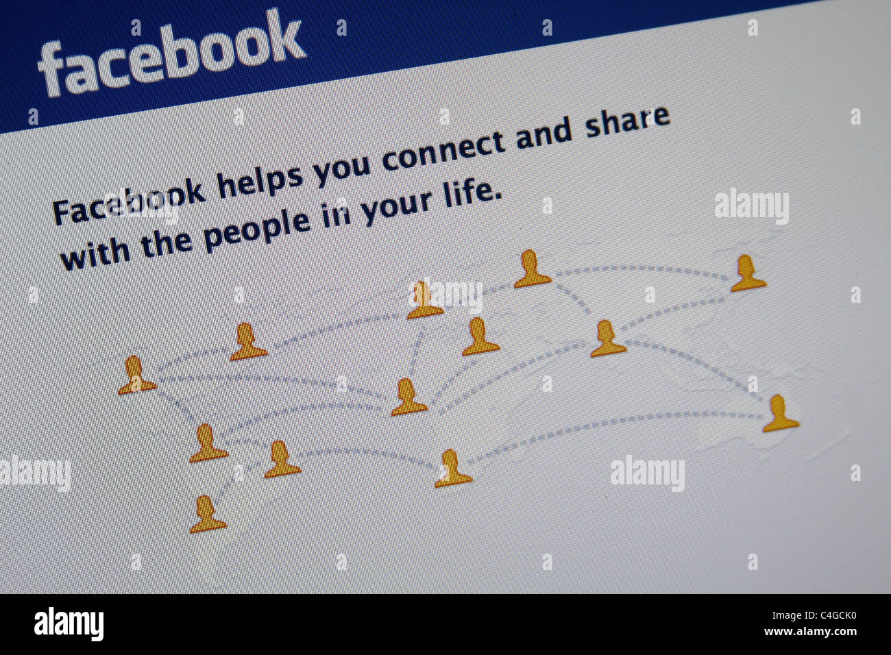 Facebook online website splash screenshot Stock Photo