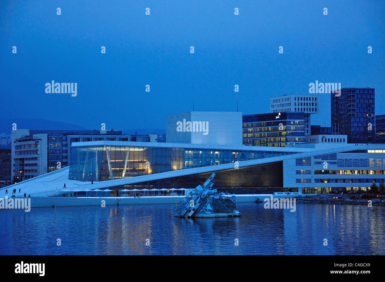 Oslo Opera House (Operahuset) at dusk, Oslo, Østlandet Region, Norway