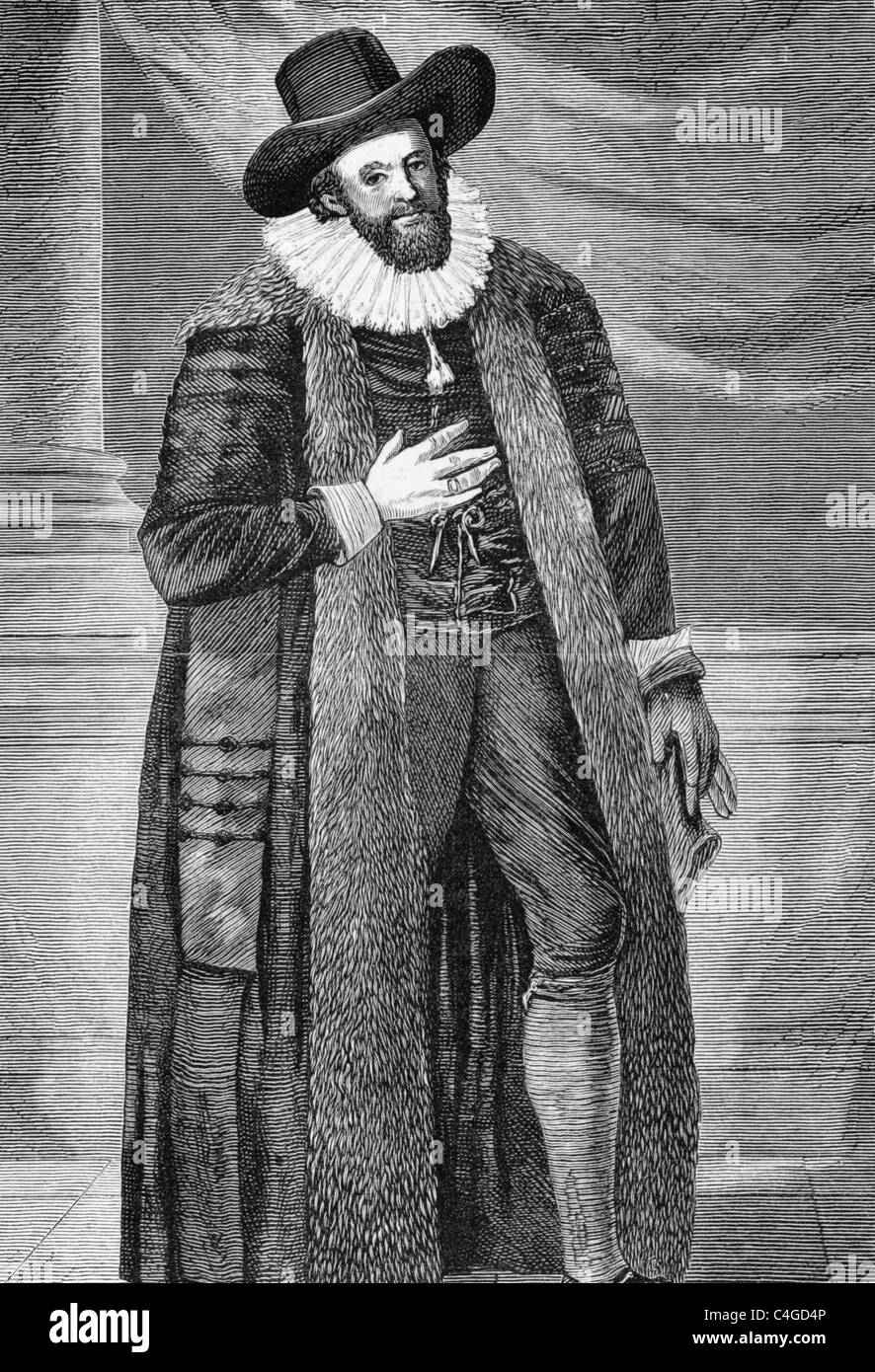 Edward Alleyn (1566-1626) on engraving from 1870. English actor who was a major figure of the Elizabethan theater. Stock Photo