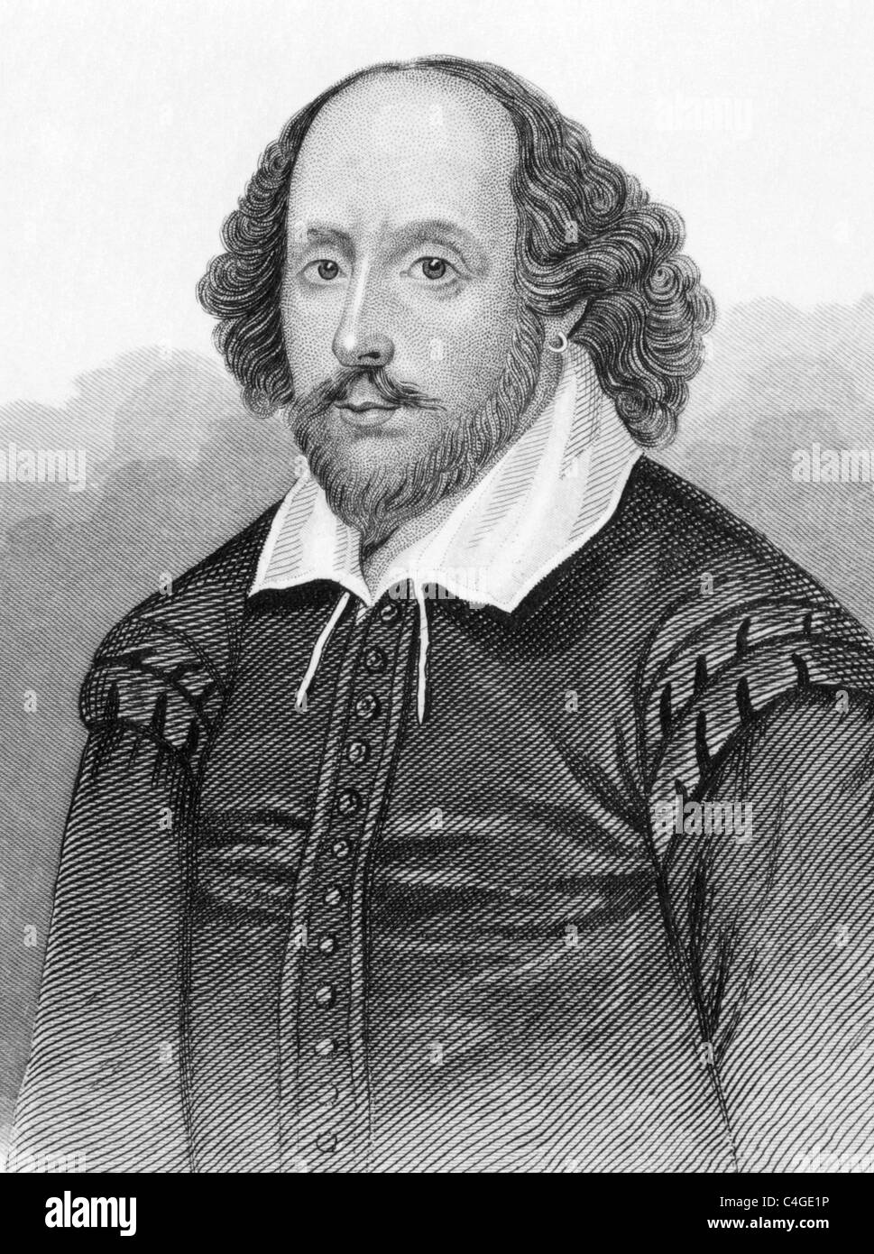 William Shakespeare (1564-1616) on engraving from the 1800s. English poet and playwright. Stock Photo