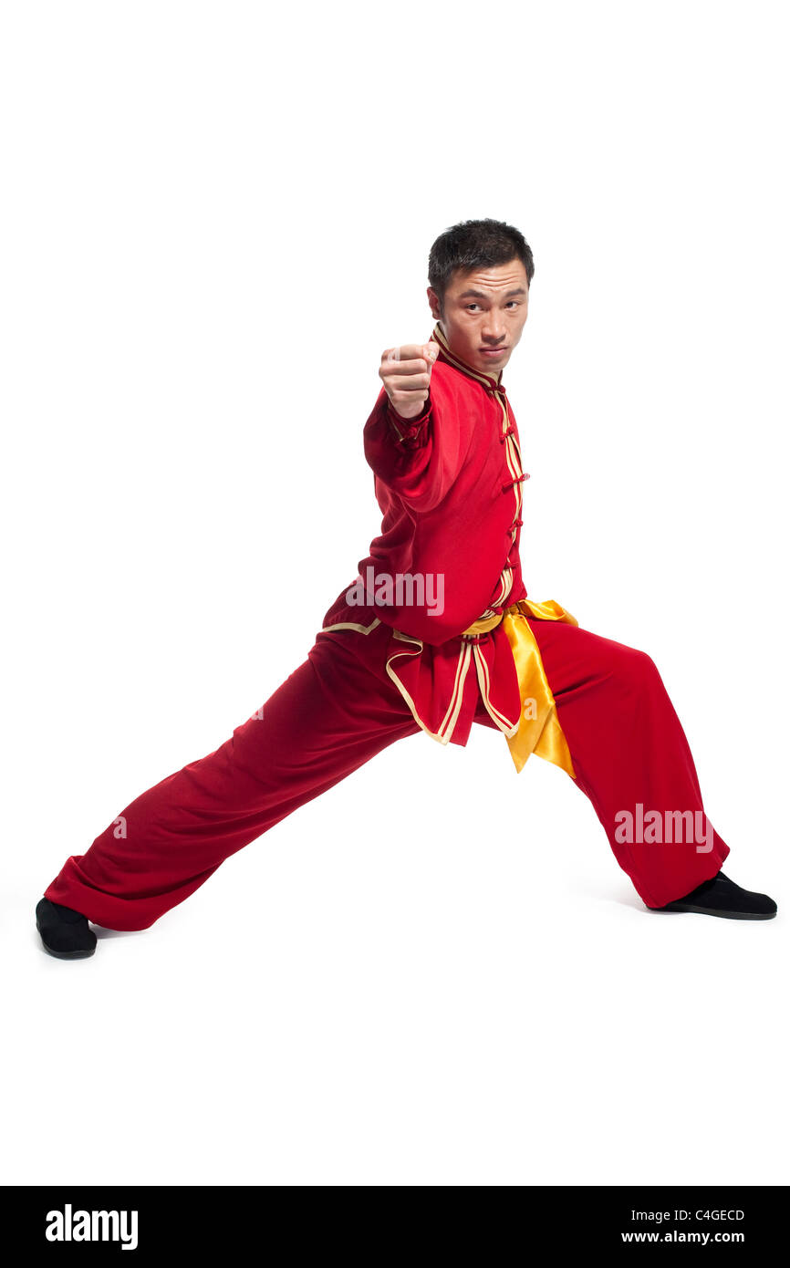 Focused Man Doing Martial Arts in Chinese Clothing Stock Photo Alamy