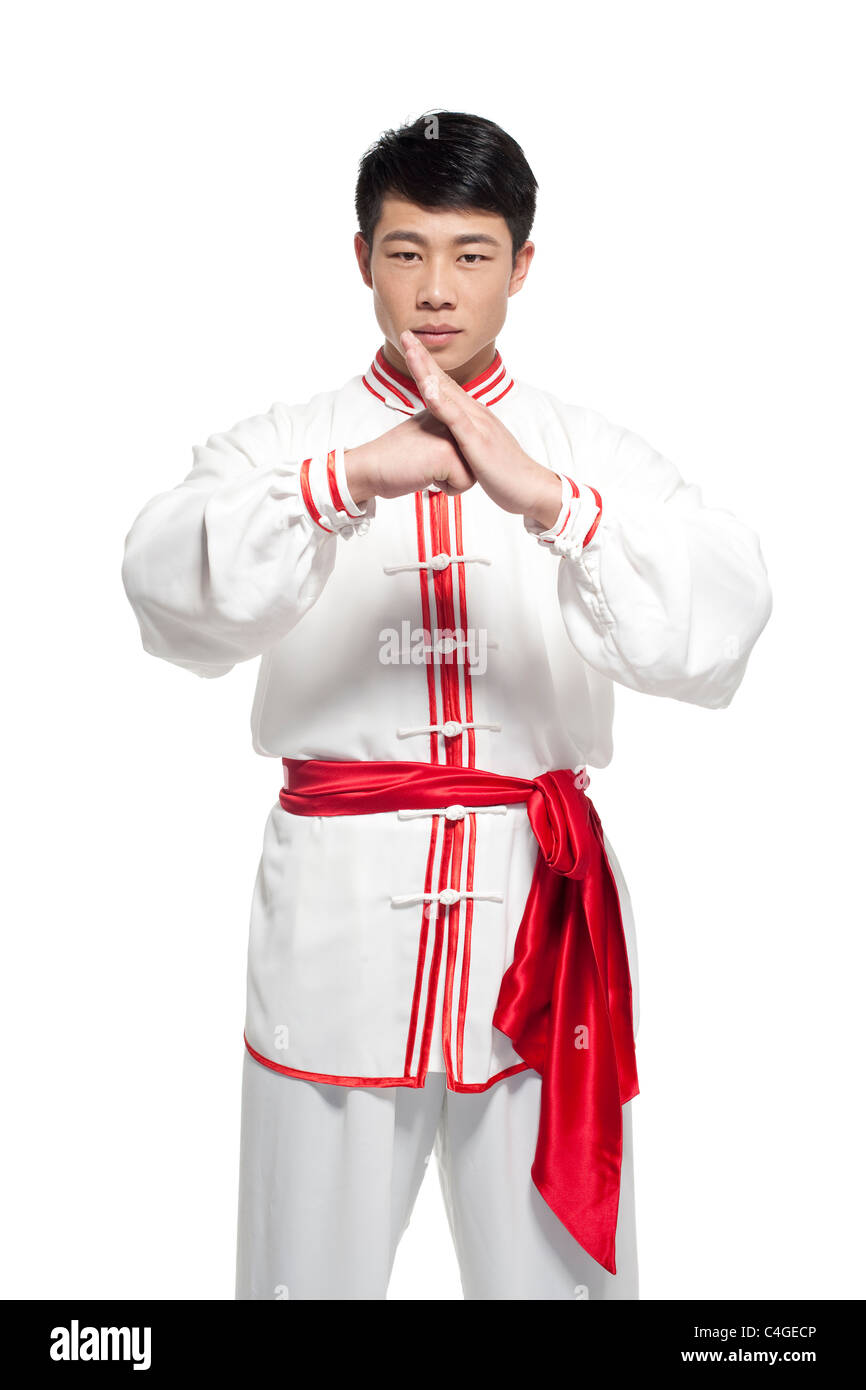 Man in Traditional Chinese Clothing Saluting Stock Photo Alamy