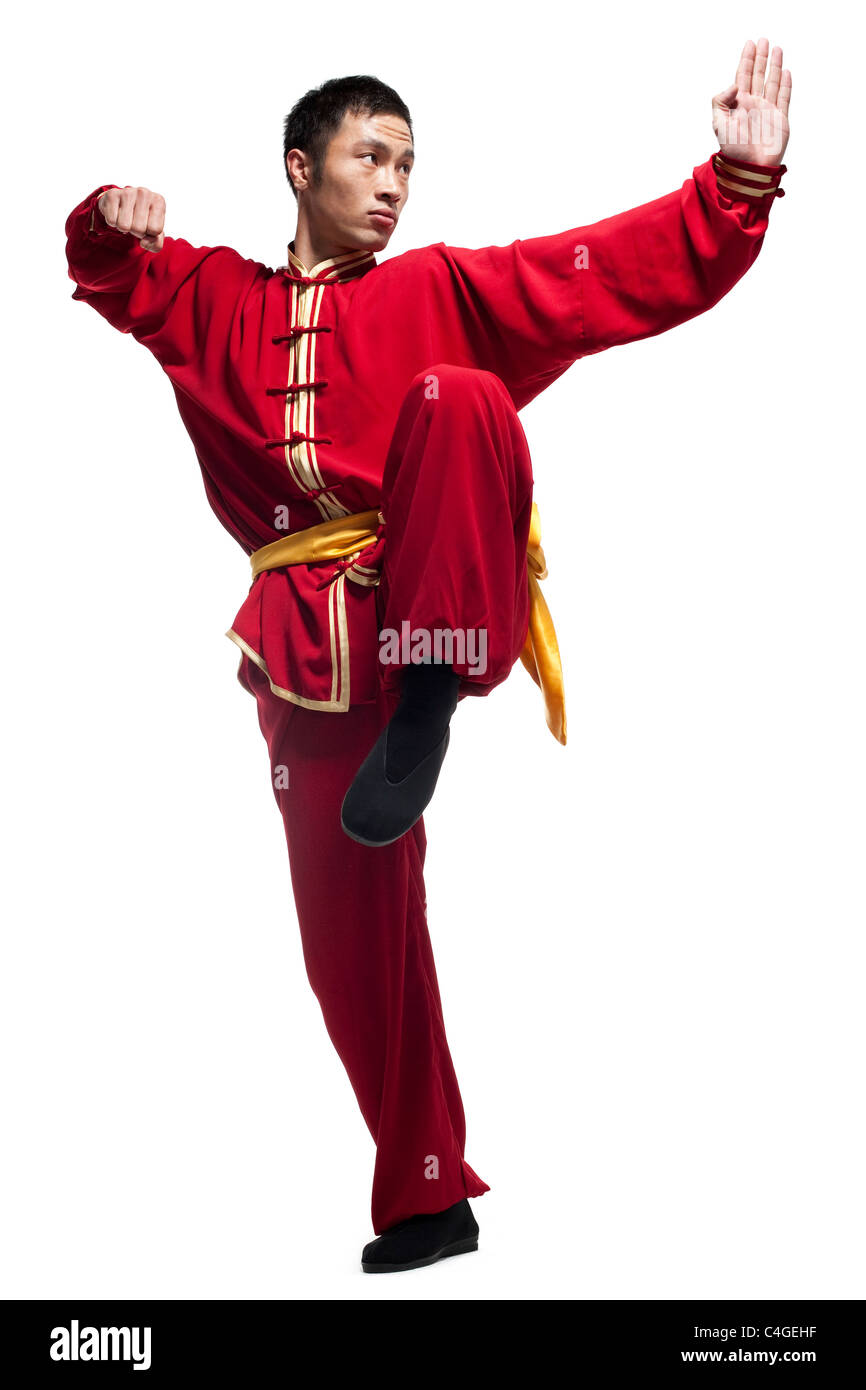Focused Man Doing Martial Arts in Chinese Clothing Stock Photo Alamy