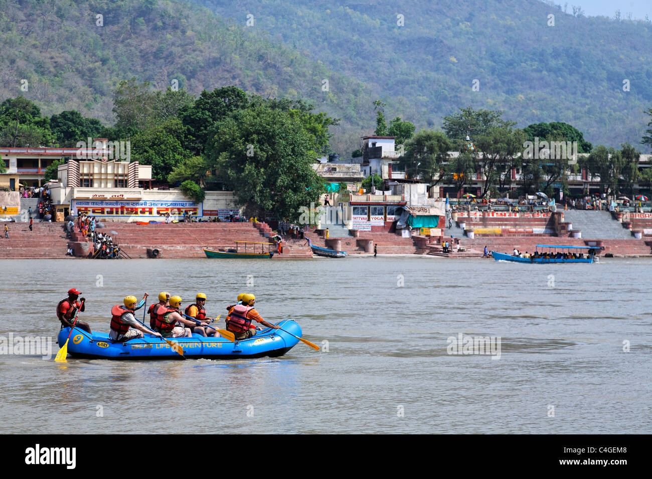 India - Uttaranchal - Rishikesh - Rafting on the River Ganges Stock Photo