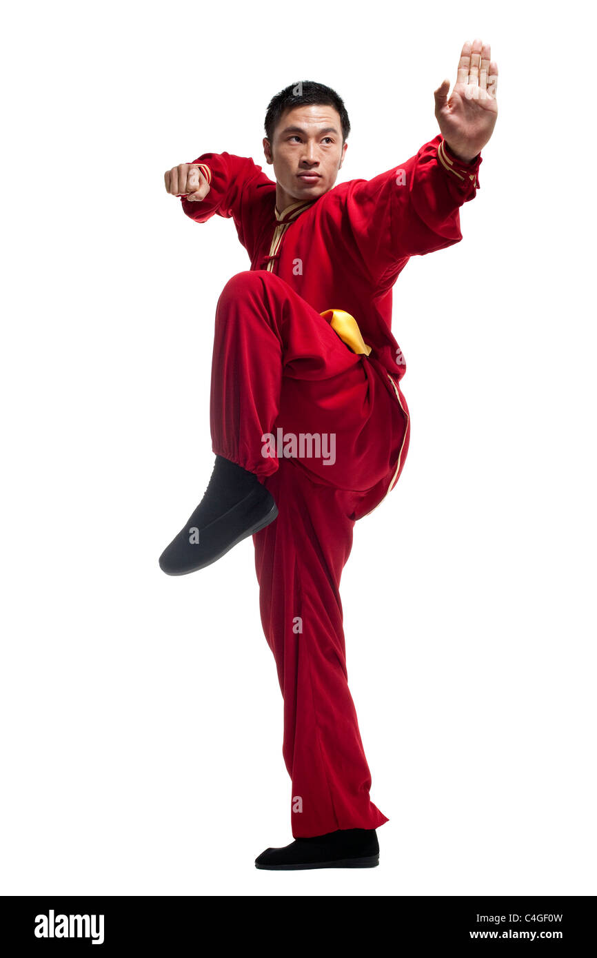 Focused Man Doing Martial Arts in Chinese Clothing Stock Photo Alamy