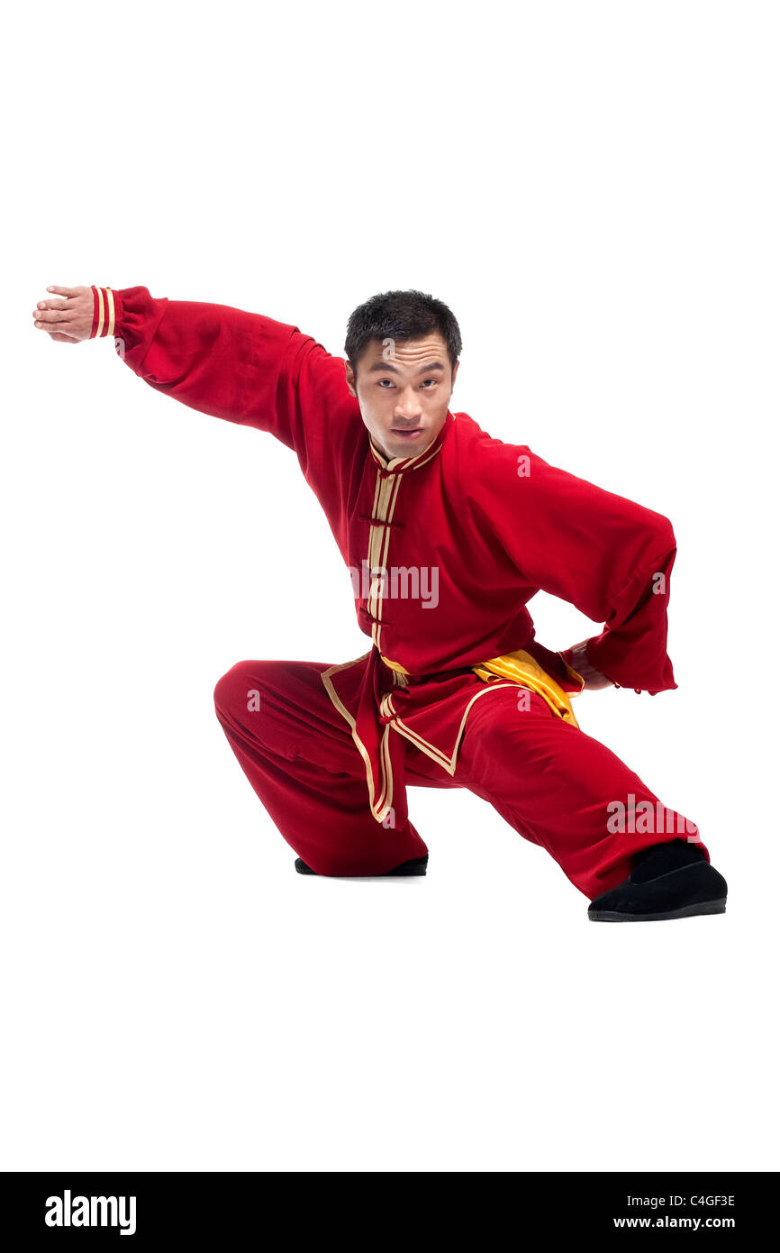 Focused Man Doing Martial Arts in Chinese Clothing Stock Photo Alamy
