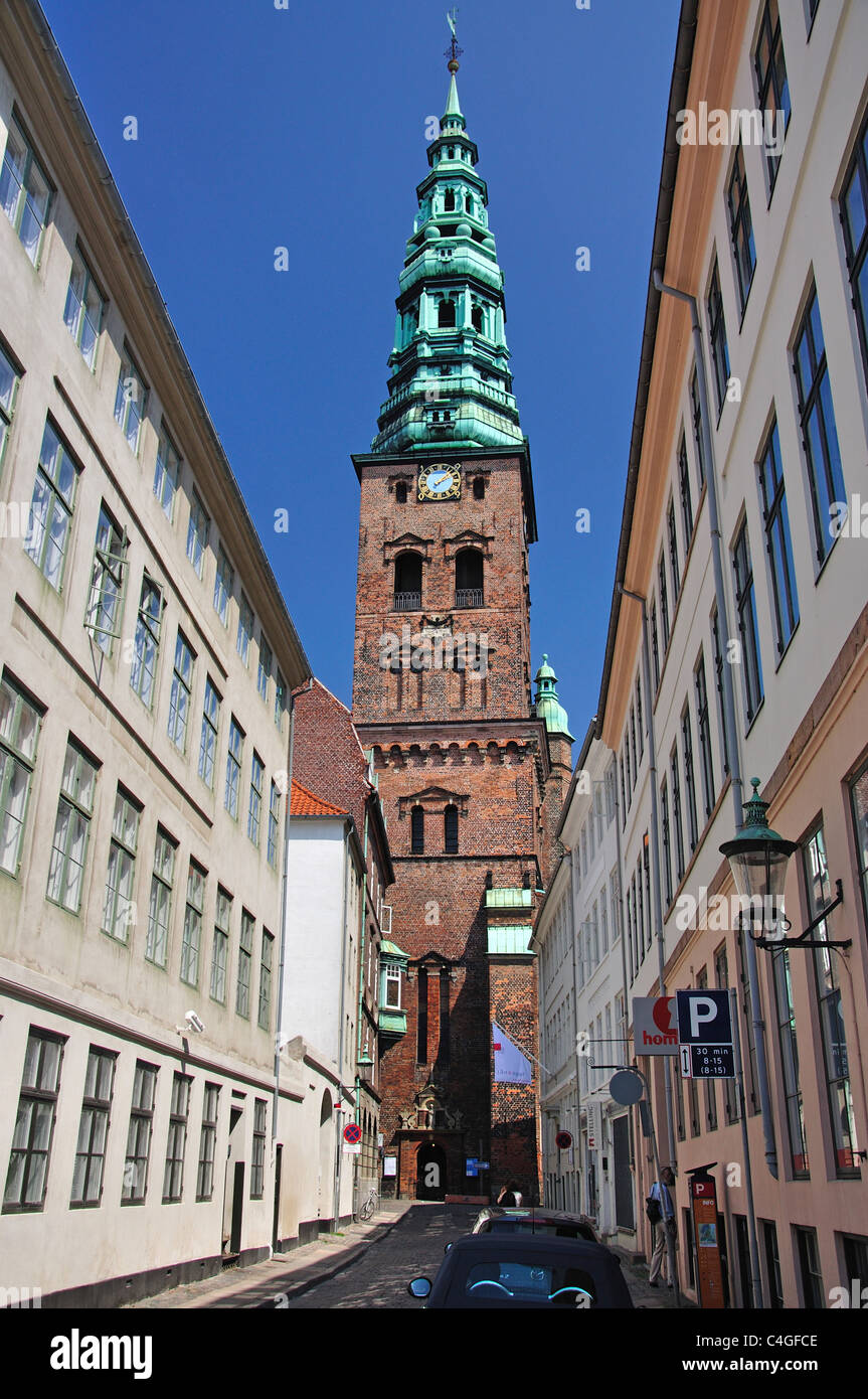 St Nicholas Church (Nikolaj Kirke) from Admiralgade, Copenhagen (Kobenhavn), Kingdom of Denmark Stock Photo
