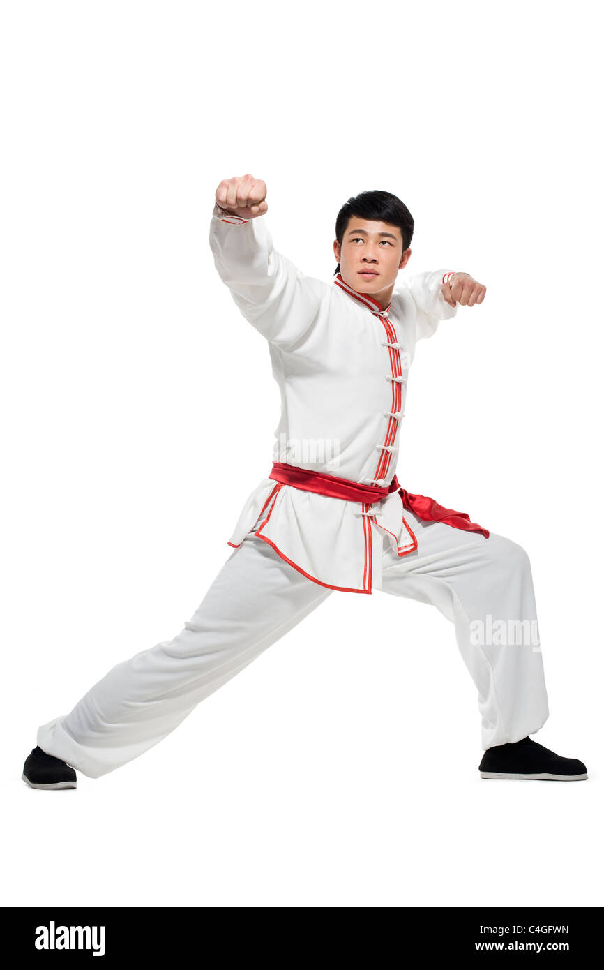 Man In Traditional Chinese Clothing doing Martial Arts Stock Photo Alamy