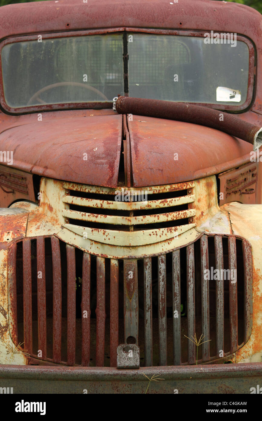 RUSTY OLD TRUCK IN A FIELD BDB Stock Photo