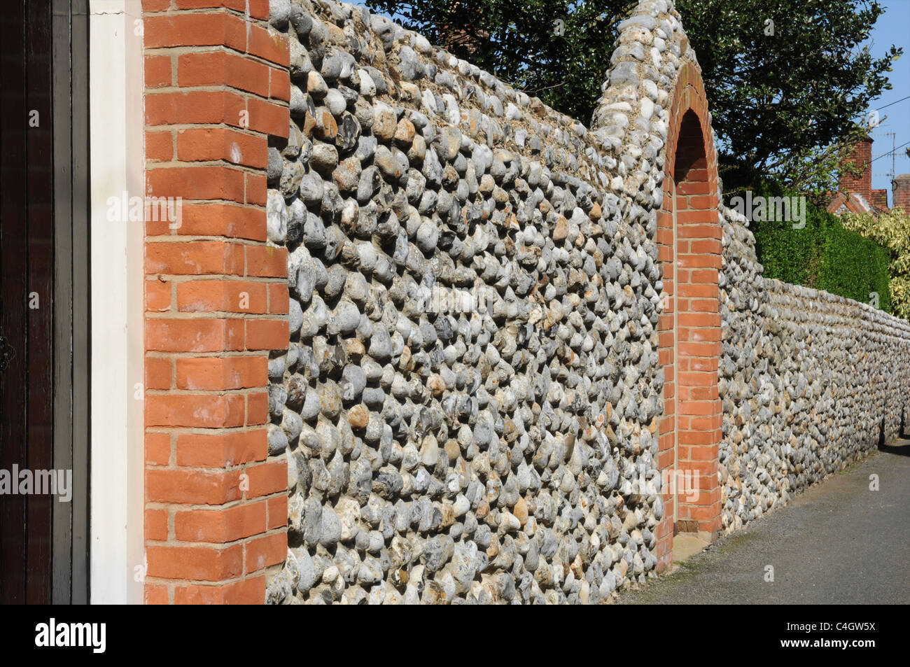 Flint stone wall, Norfolk, England, UK Stock Photo Alamy