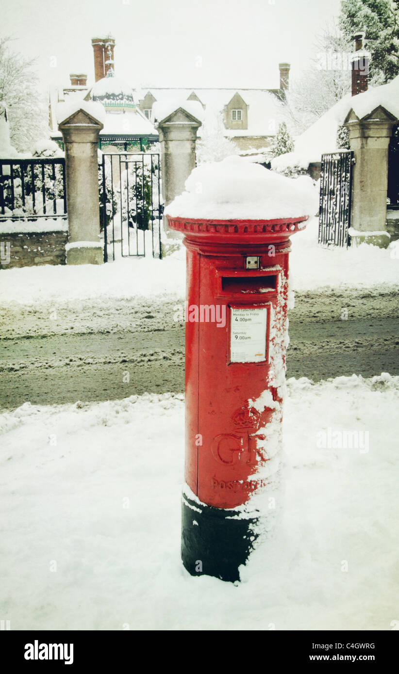 post box in the snow Stock Photo
