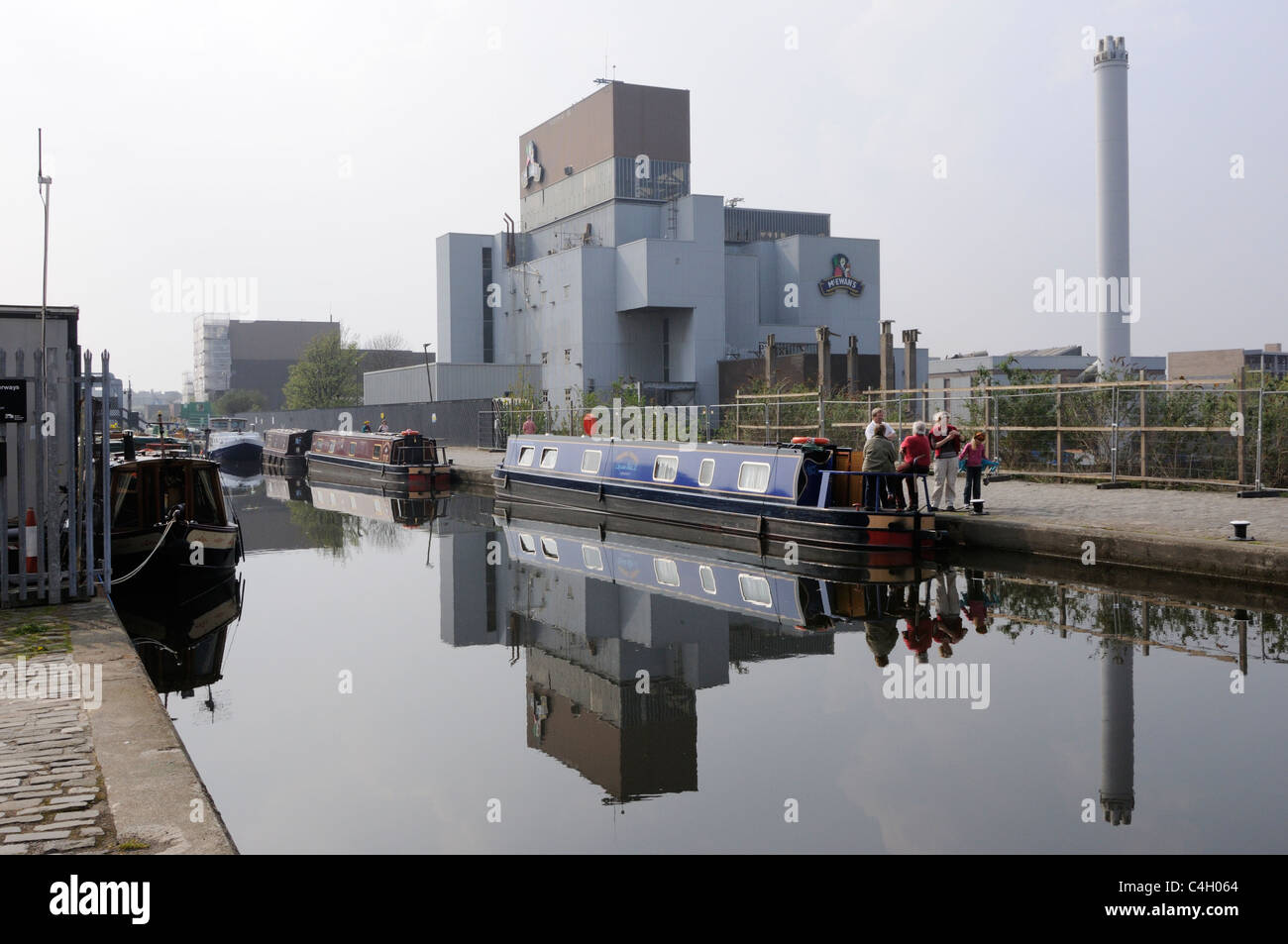 The former Scottish and Newcastle brewery reflected in the Union Canal