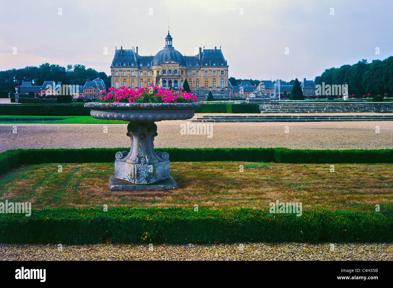 The Château de Vaux-le-Vicomte is a baroque French château located in Maincy, near Melun, 55 km southeast of Paris. Stock Photo
