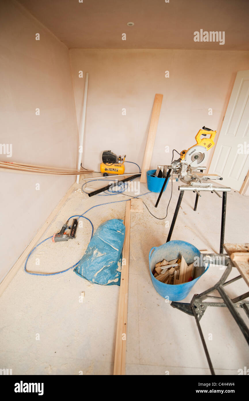 Power tools in a partially refurbished room Stock Photo