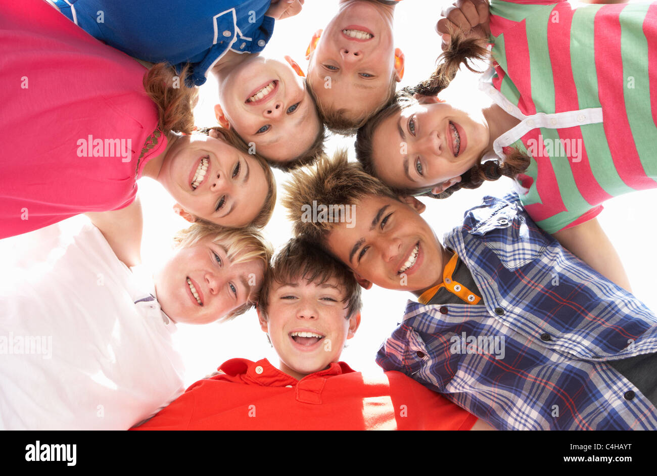 Teenagers in circle Stock Photo