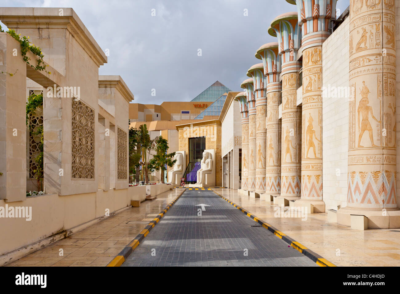 Egyptian architecture featured in the Wafi Mall in Dubai, UAE Stock