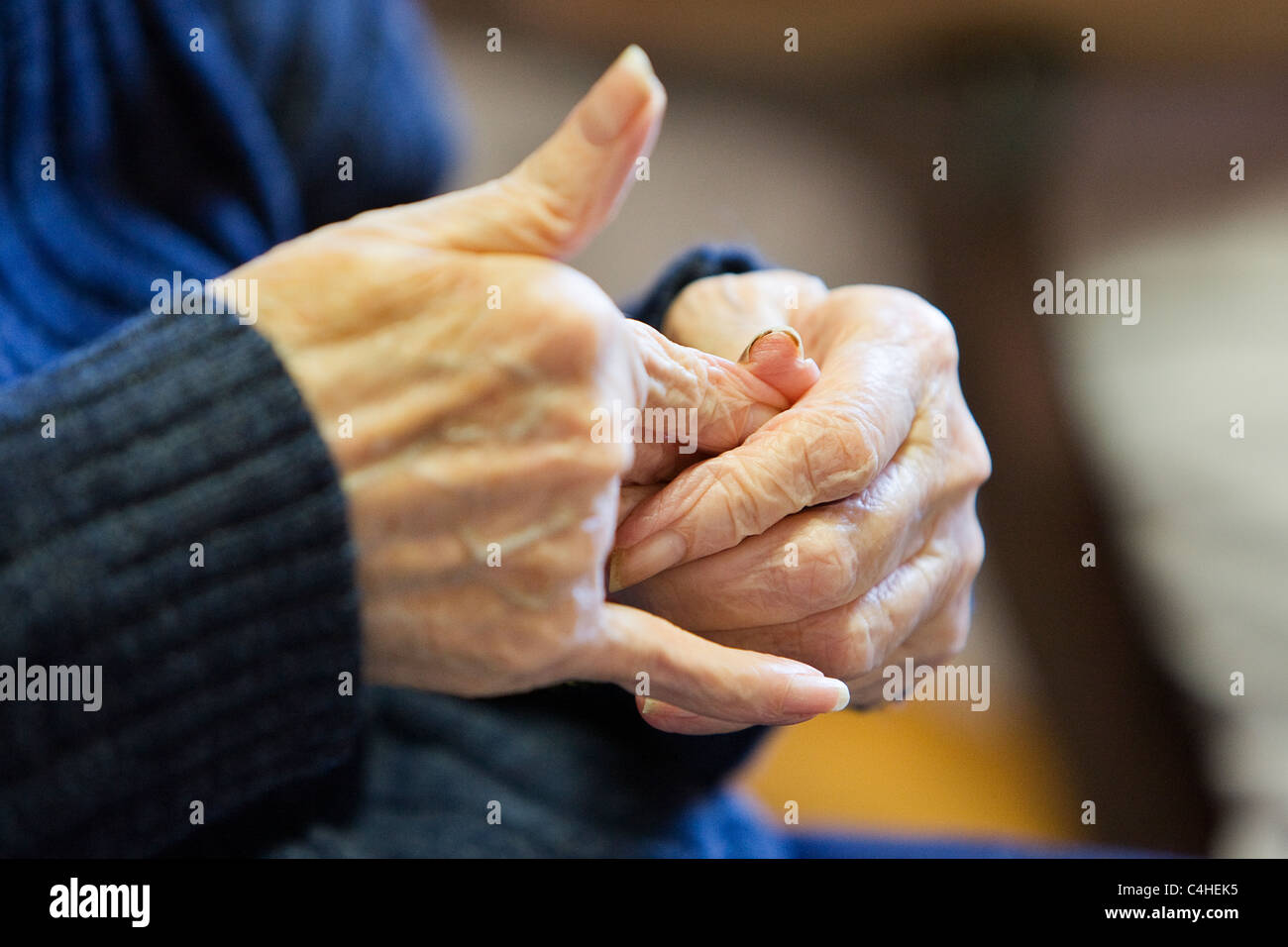 HANDS OF AN OLD WOMAN Stock Photo