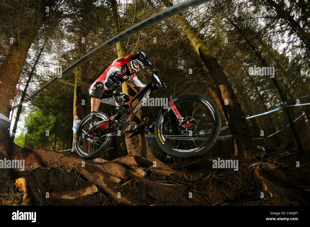 Downhill mountain biker Greg Minnaar of South Africa races at the UCI