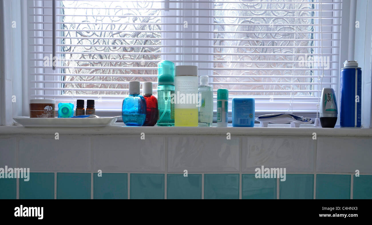 bathroom window sill Stock Photo Alamy
