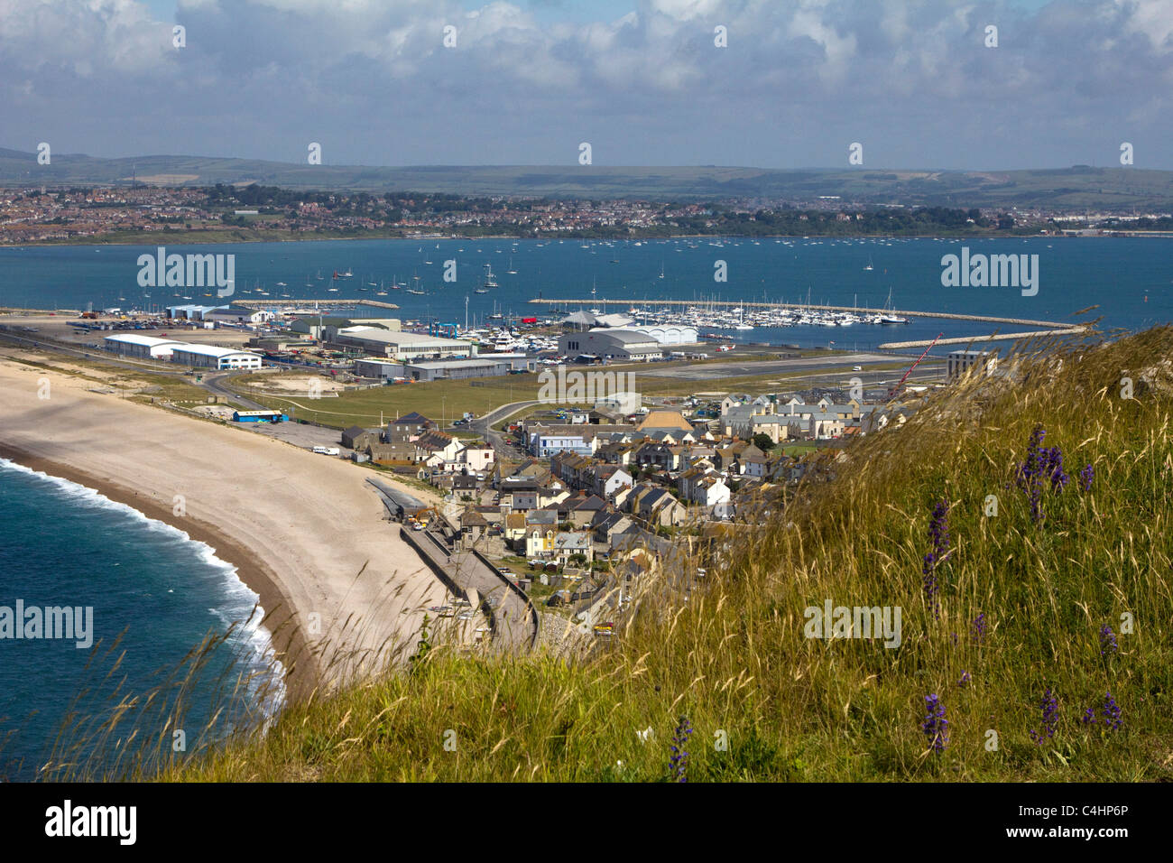 chesil beach from portland heights dorset england uk gb Stock Photo Alamy